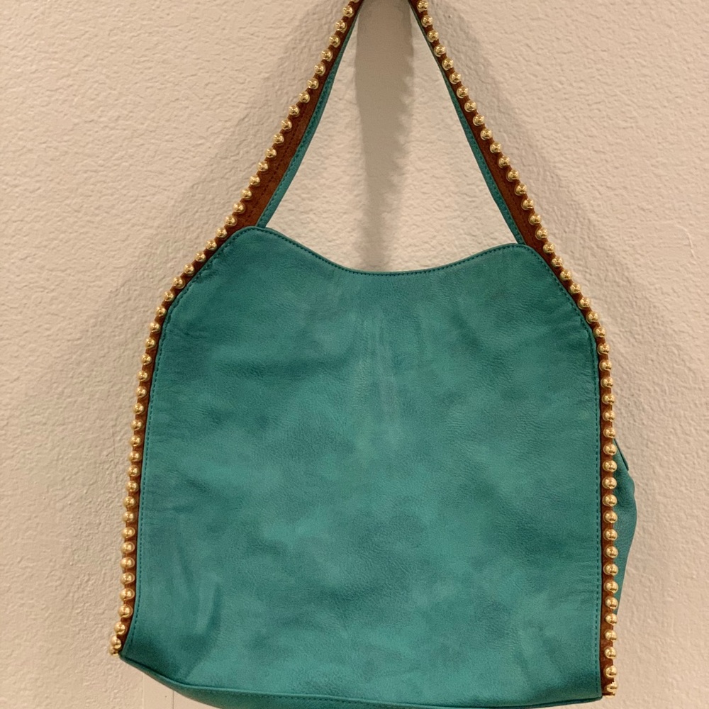 Teal Suede Shoulder Bag